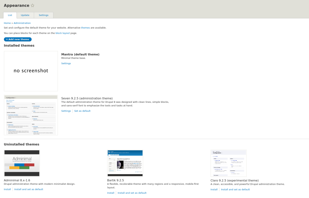 Drupal administer themes