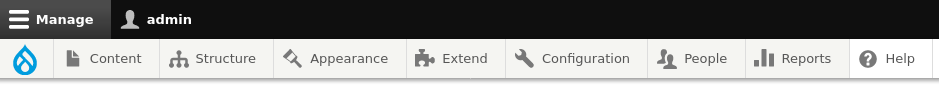 Drupal admin toolbar
