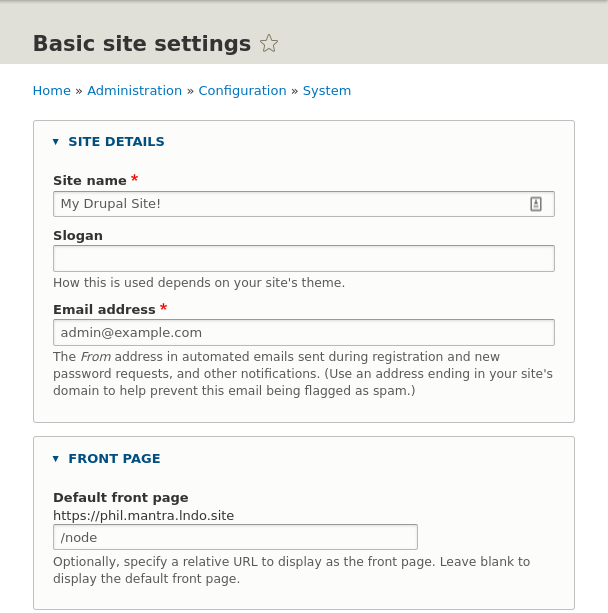 Drupal basic site settings