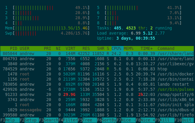 HTOP process manager