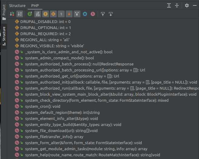 Drupal system module outline